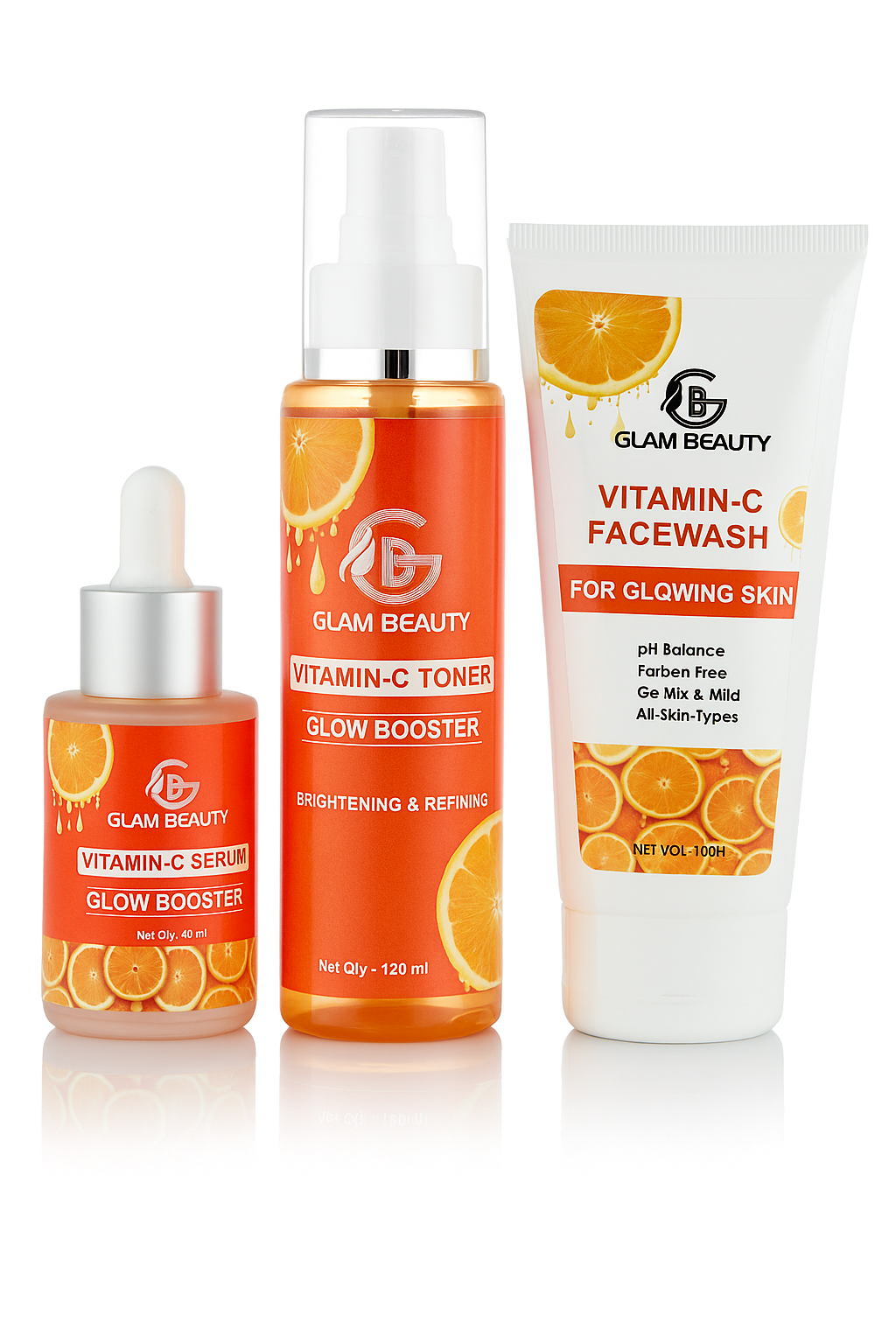 Vitamin-C Bundle | Facewash + Toner + Serum. Boost collagen, fine lines, youthful skin & target dark spots.