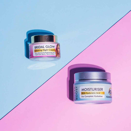 Night cream + Day Cream | Radiant Bridal Glow & Deep Hydration | Plumps Skin & Evens Tone | Ceramides, Hyaluronic Acid & Brightening Formula | Suitable for All Skin Types | Saffron Avocado Glutathione for fairness & ultimate glow | Best sellers