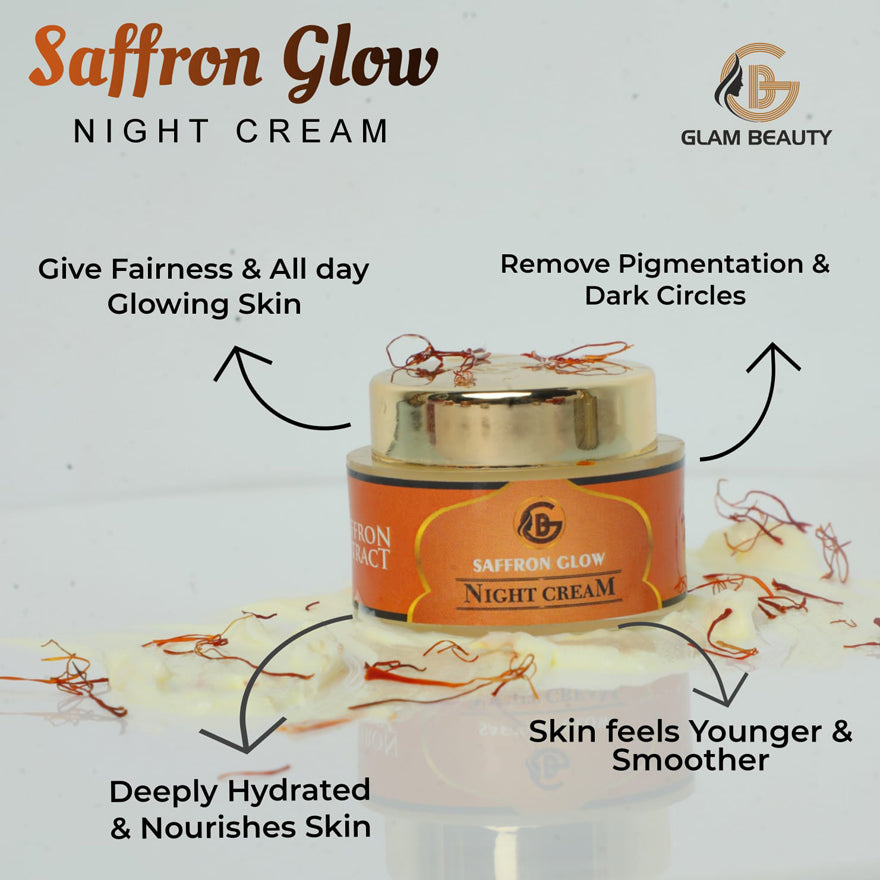 SAFFRON GLOW NIGHT CREAM Brightens complexion & Overnight Skin repair