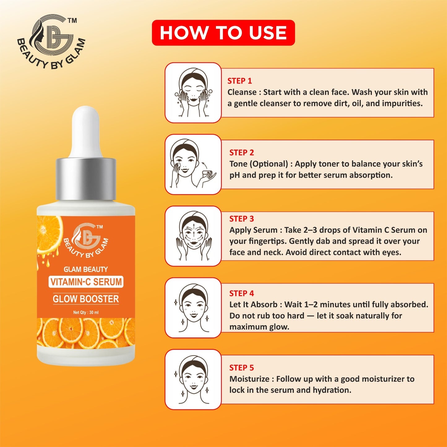 VITAMIN C SERUM GLOW BOOSTER | Boosts collagen for firmer, smoother skin