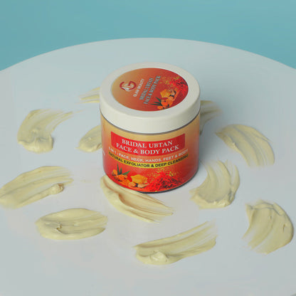 BRIDAL UBTAN FACE & BODY PACK  | Brightening, Tan Removal & Skin Polishing Formula for Radiant Skin | Luxurious blend of traditional herbs and brightening botanical | Infused with turmeric, sandalwood, saffron, and rose extracts.