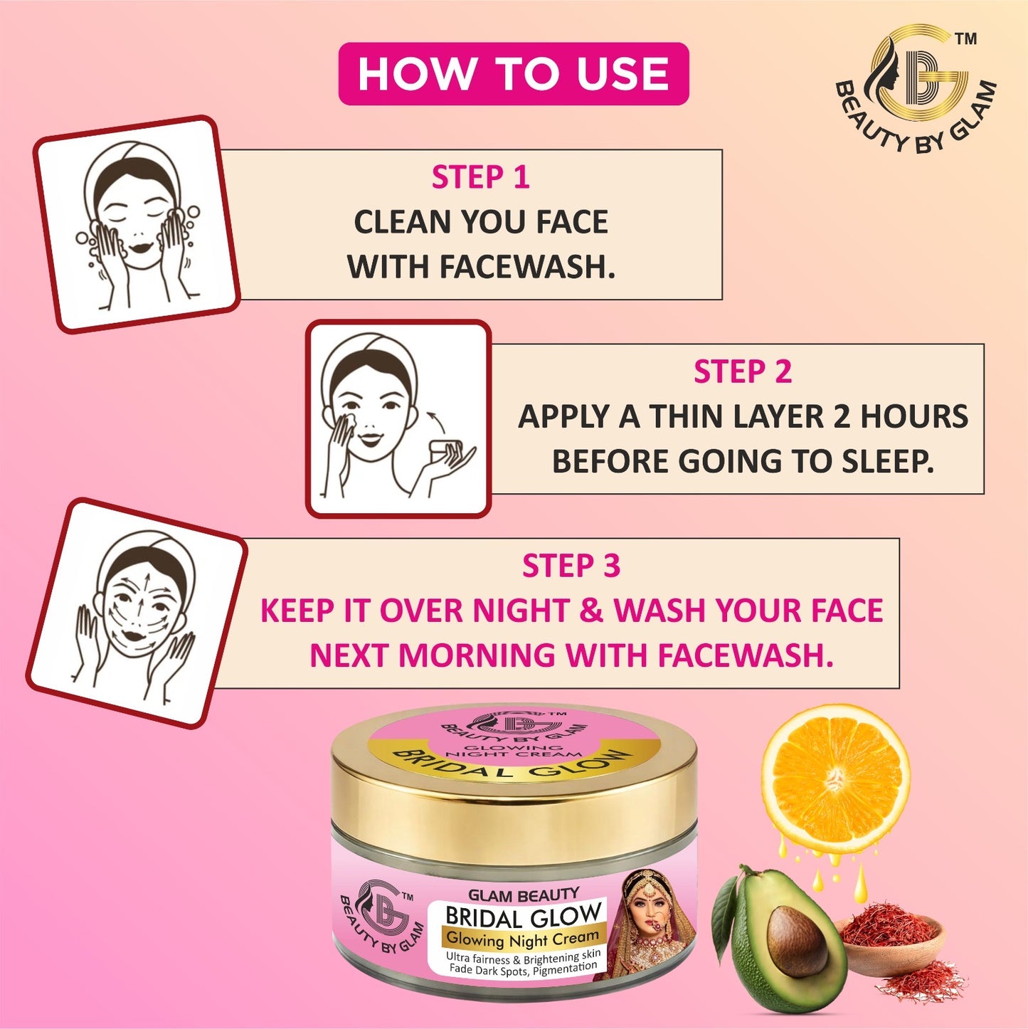50 gms- BRIDAL GLOWING NIGHT CREAM | 7 days results | Ultimate Fairness & Glowing Skin (Copy)