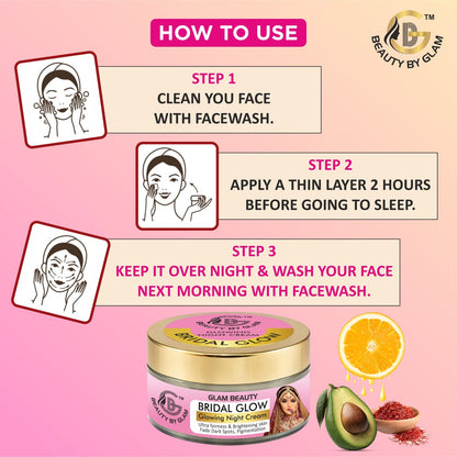 50 gms- BRIDAL GLOWING NIGHT CREAM | 7 days results | Ultimate Fairness & Glowing Skin (Copy)
