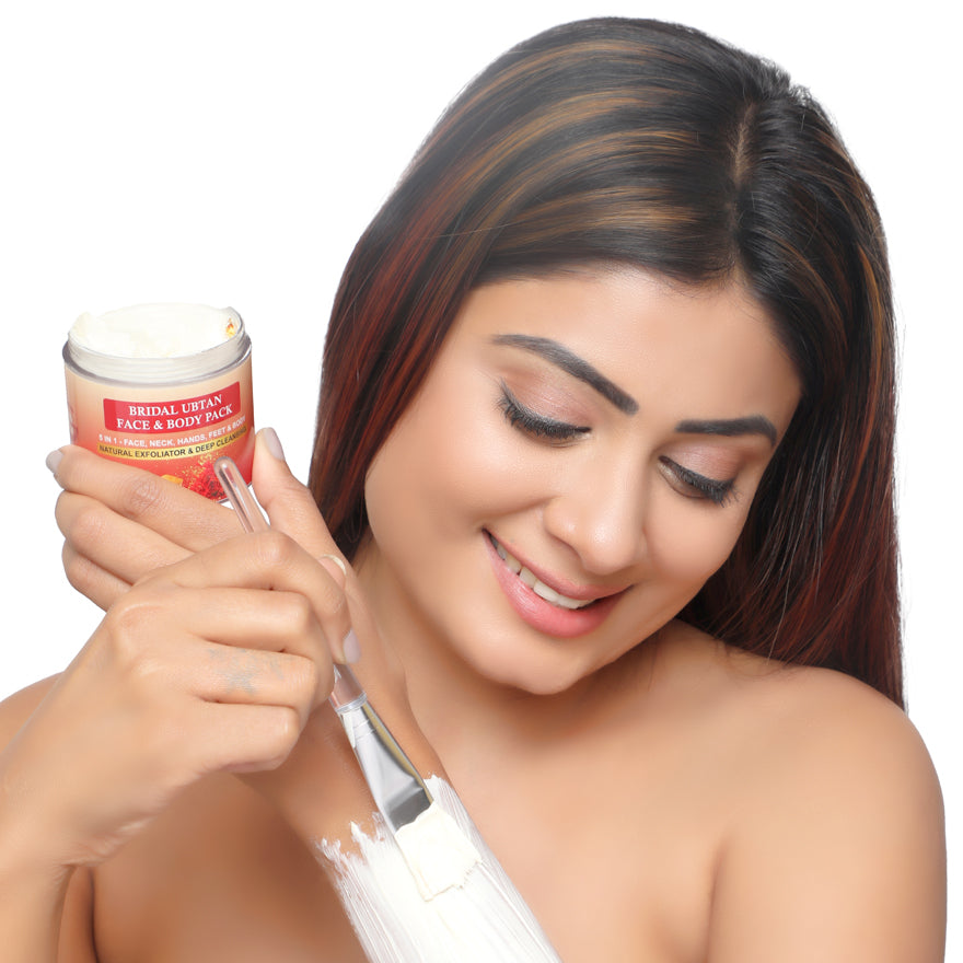 BRIDAL UBTAN FACE & BODY PACK  | Brightening, Tan Removal & Skin Polishing Formula for Radiant Skin | Luxurious blend of traditional herbs and brightening botanical | Infused with turmeric, sandalwood, saffron, and rose extracts.
