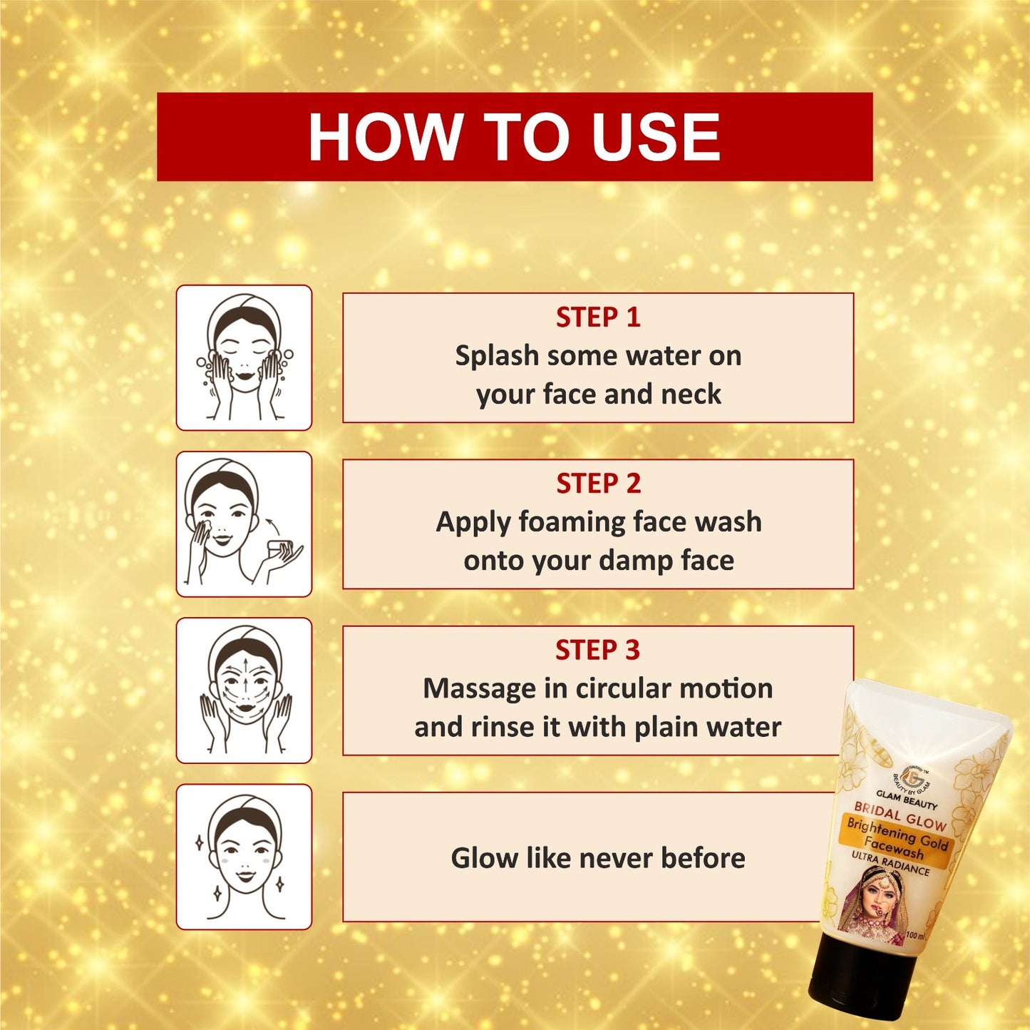 Buy 1 Get 1 Free BRIDAL GLOW Brightening Gold Facewash | Instant glow.