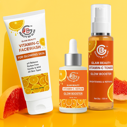 Vitamin-C Bundle | Facewash + Toner + Serum. Boost collagen, fine lines, youthful skin & target dark spots.