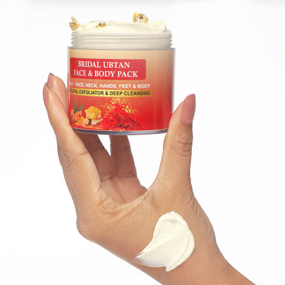 BRIDAL UBTAN FACE & BODY PACK  | Brightening, Tan Removal & Skin Polishing Formula for Radiant Skin | Luxurious blend of traditional herbs and brightening botanical | Infused with turmeric, sandalwood, saffron, and rose extracts.