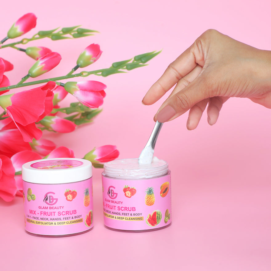 MIX-FRUIT SCRUB | Removes dead skin, tan, and impurities for smooth, radiant glow