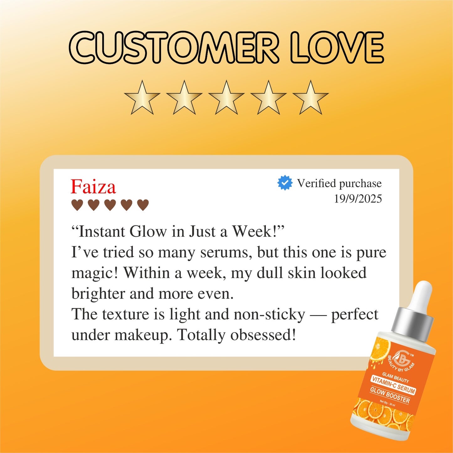 VITAMIN C SERUM GLOW BOOSTER | Boosts collagen for firmer, smoother skin