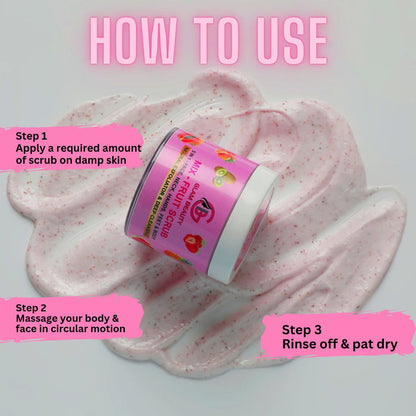 MIX-FRUIT SCRUB | Removes dead skin, tan, and impurities for smooth, radiant glow