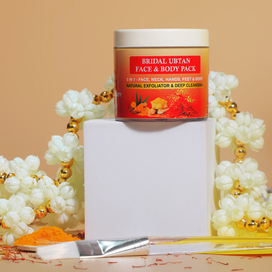 BRIDAL UBTAN FACE & BODY PACK  | Brightening, Tan Removal & Skin Polishing Formula for Radiant Skin | Luxurious blend of traditional herbs and brightening botanical | Infused with turmeric, sandalwood, saffron, and rose extracts.