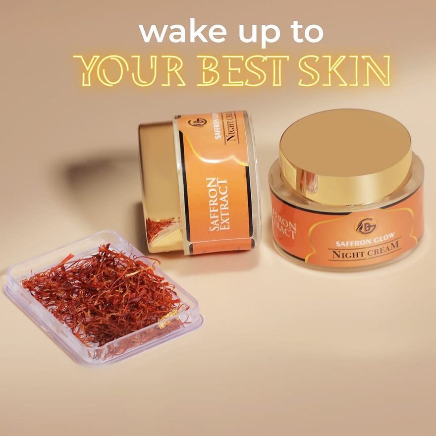 SAFFRON GLOW NIGHT CREAM Brightens complexion & Overnight Skin repair
