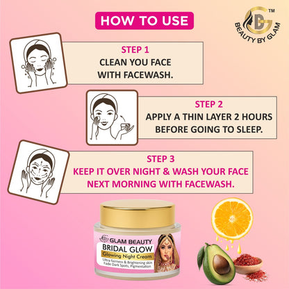 BRIDAL GLOWING NIGHT CREAM | 7 days results | Dullness Dark Spots Pigmentation correction | Ultimate Fairness & Glowing Skin | Brightening Skin