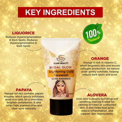 Buy 1 Get 1 Free BRIDAL GLOW Brightening Gold Facewash | Instant glow.