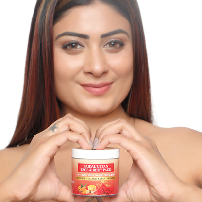 BRIDAL UBTAN FACE & BODY PACK  | Brightening, Tan Removal & Skin Polishing Formula for Radiant Skin | Luxurious blend of traditional herbs and brightening botanical | Infused with turmeric, sandalwood, saffron, and rose extracts.