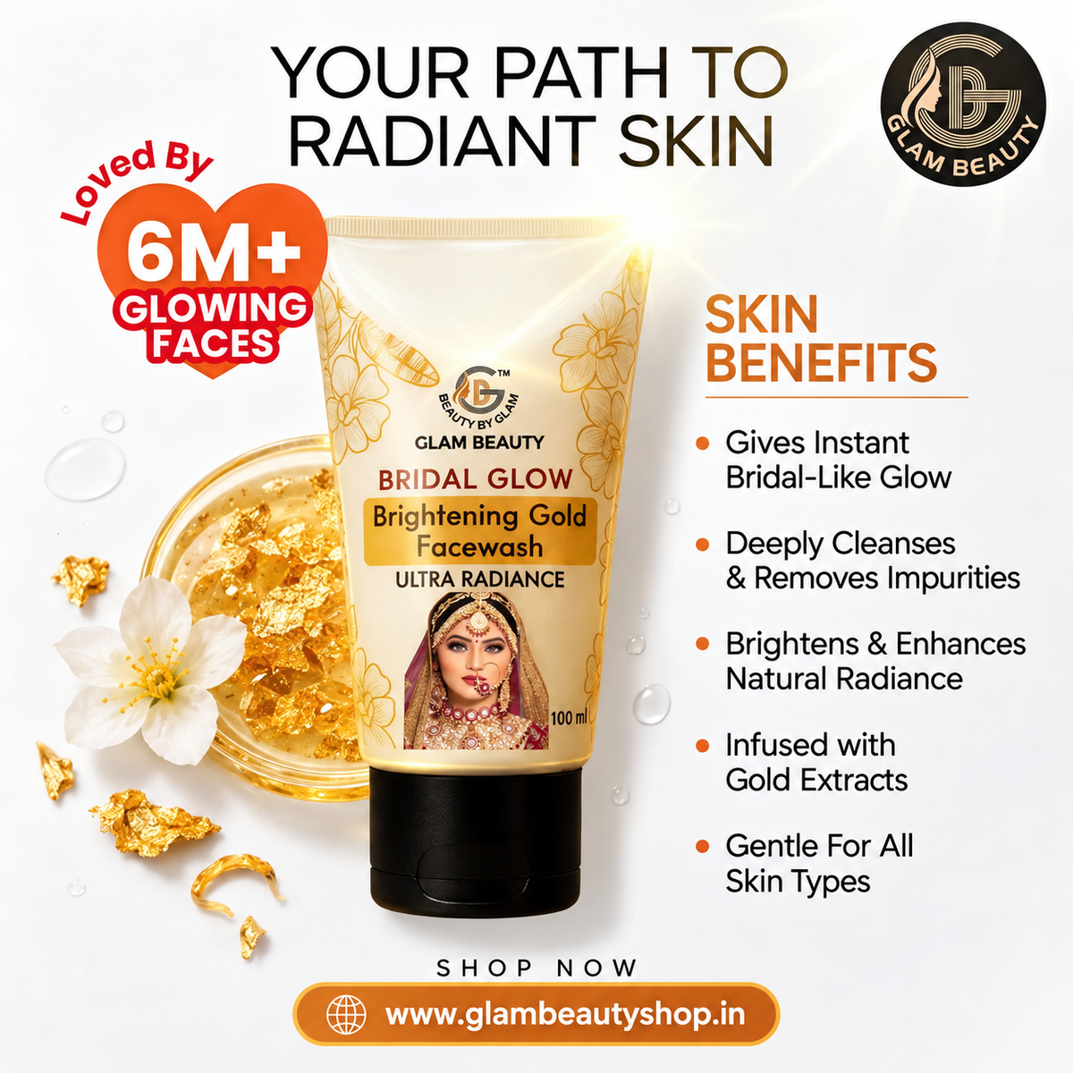 BRIDAL GLOW Brightening Gold Facewash | Instant glow.
