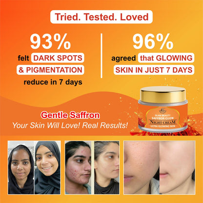 SAFFRON GLOW NIGHT CREAM Brightens complexion & Overnight Skin repair