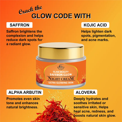 SAFFRON GLOW NIGHT CREAM Brightens complexion & Overnight Skin repair