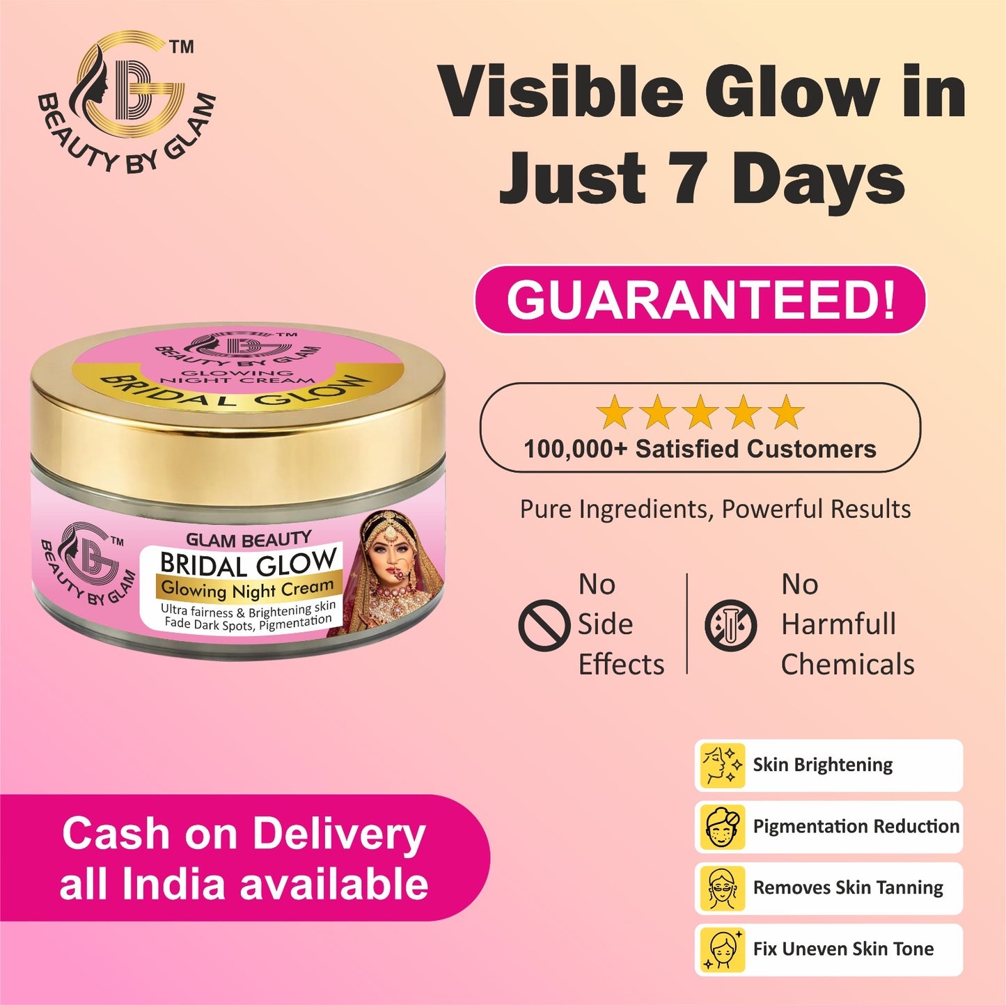 50 gms- BRIDAL GLOWING NIGHT CREAM | 7 days results | Ultimate Fairness & Glowing Skin (Copy)
