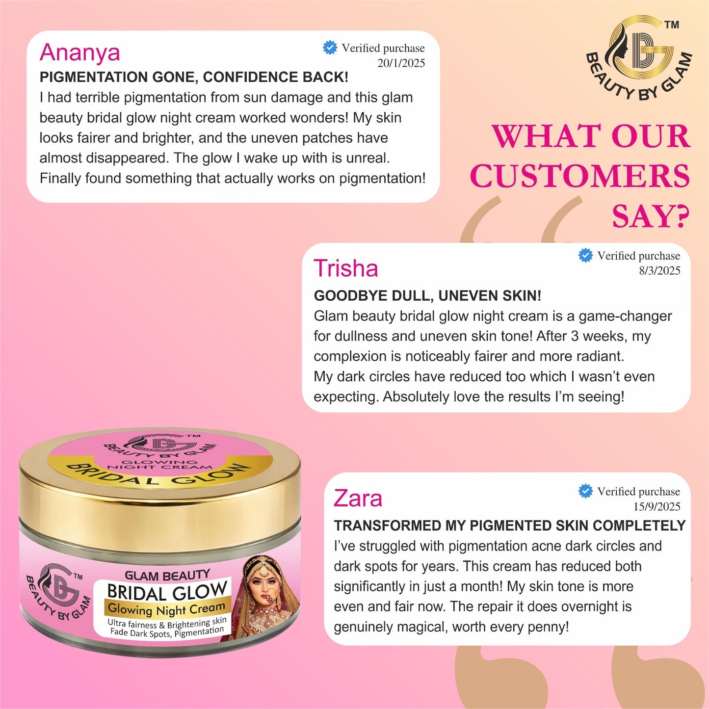50 gms- BRIDAL GLOWING NIGHT CREAM | 7 days results | Ultimate Fairness & Glowing Skin (Copy)