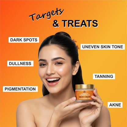 SAFFRON GLOW NIGHT CREAM Brightens complexion & Overnight Skin repair