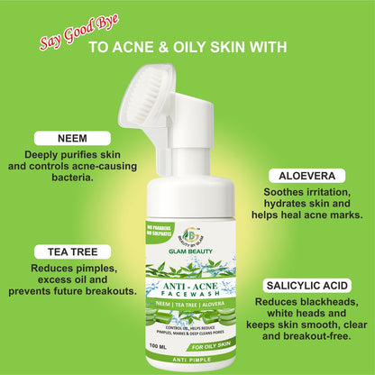 NEEM AND TEA TREE FACE WASH | Anti-Acne Cleanser | For Oily Skin
