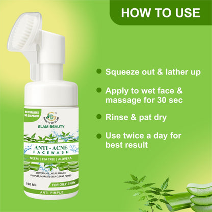 NEEM AND TEA TREE FACE WASH | Anti-Acne Cleanser | For Oily Skin