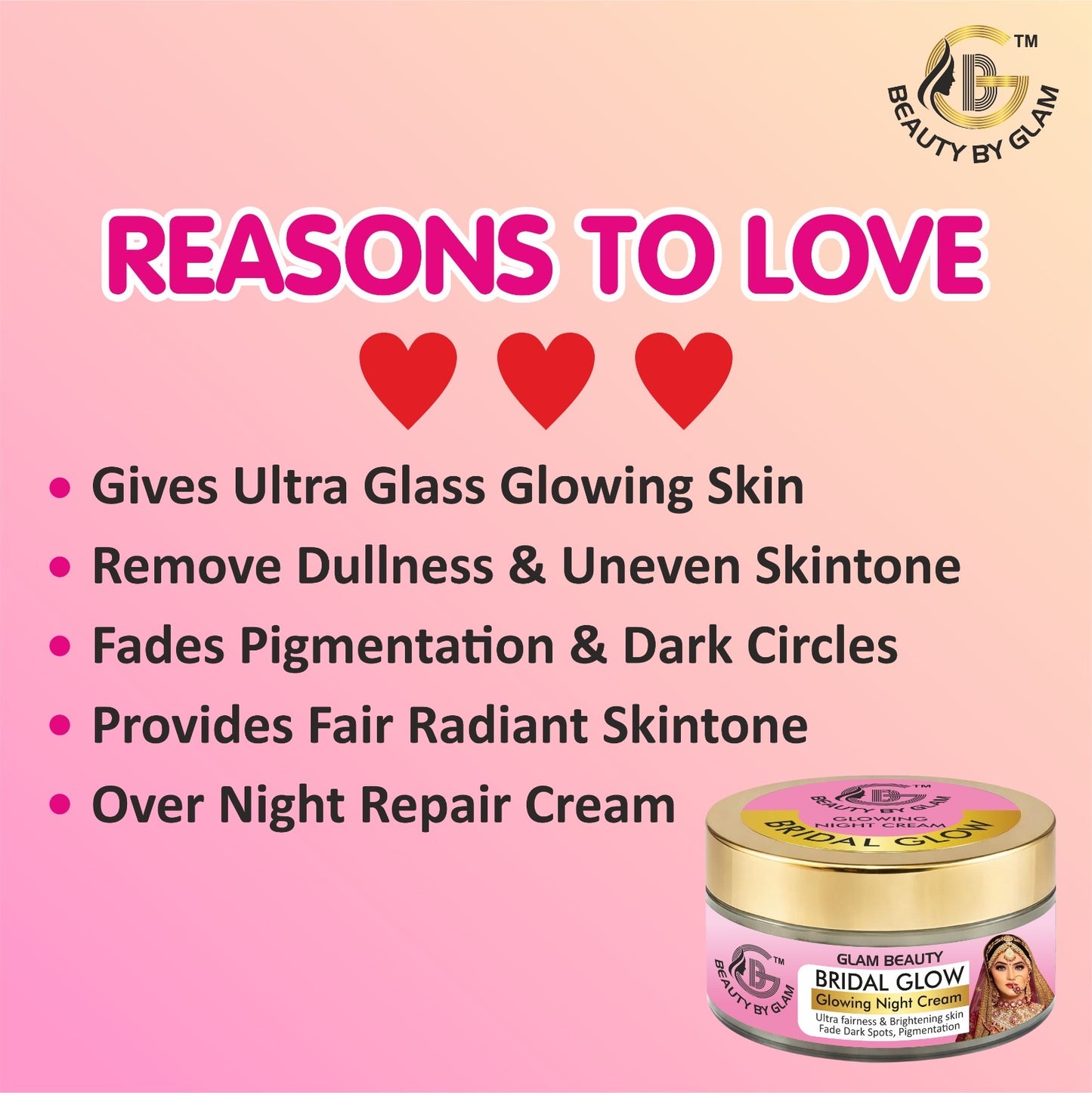 50 gms- BRIDAL GLOWING NIGHT CREAM | 7 days results | Ultimate Fairness & Glowing Skin (Copy)