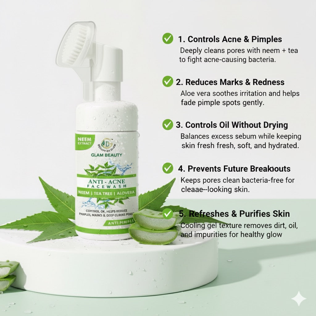 NEEM AND TEA TREE FACE WASH | Anti-Acne Cleanser | For Oily Skin