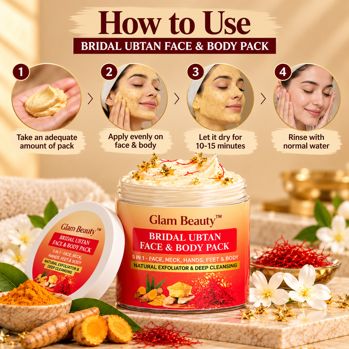 Buy 1-Get 1 BRIDAL UBTAN FACE & BODY PACK  | Brightening, Tan Removal & Skin Polishing.