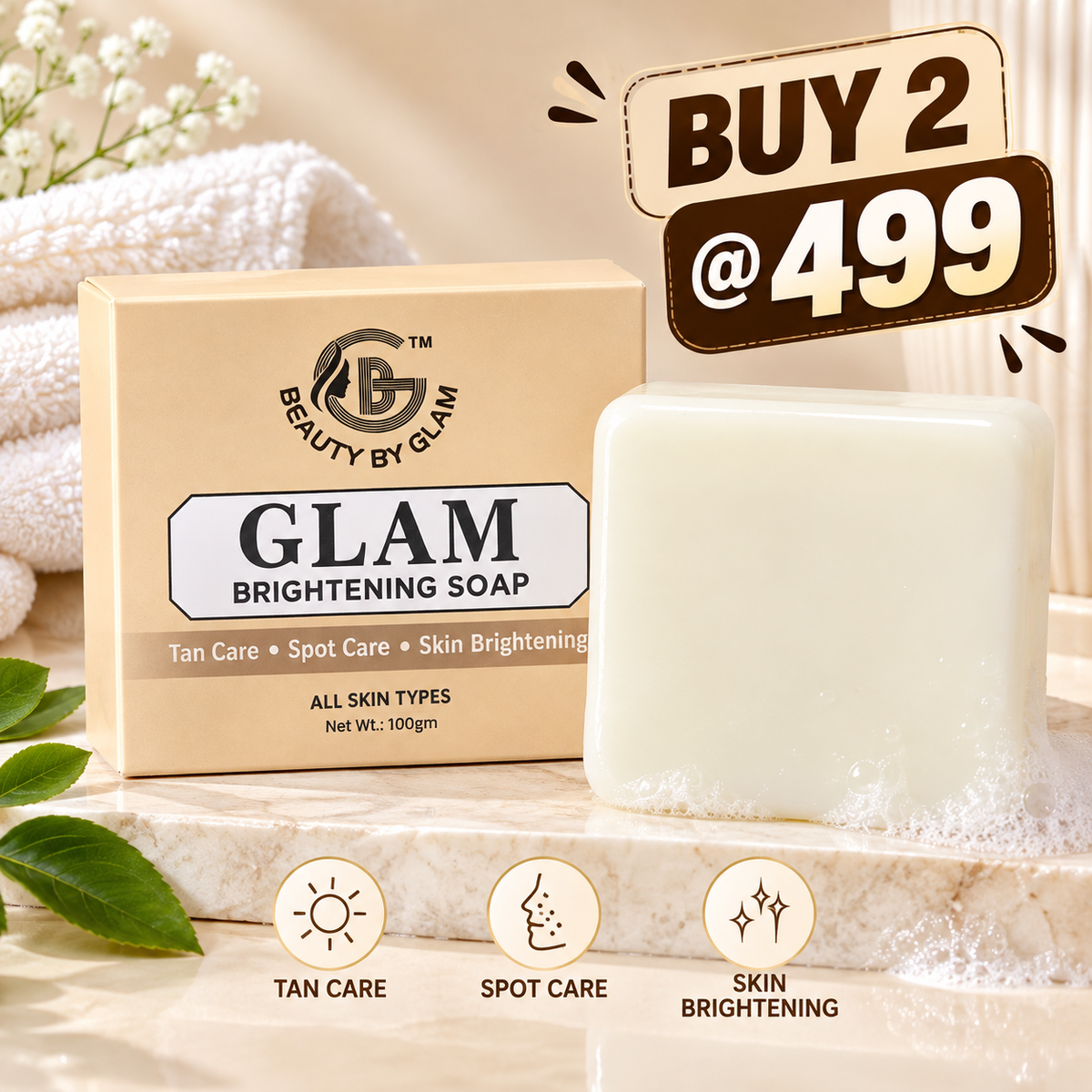 Glam Brightening Soap - Kojic Soap | Skin radiance & deep cleansing | 100 gms