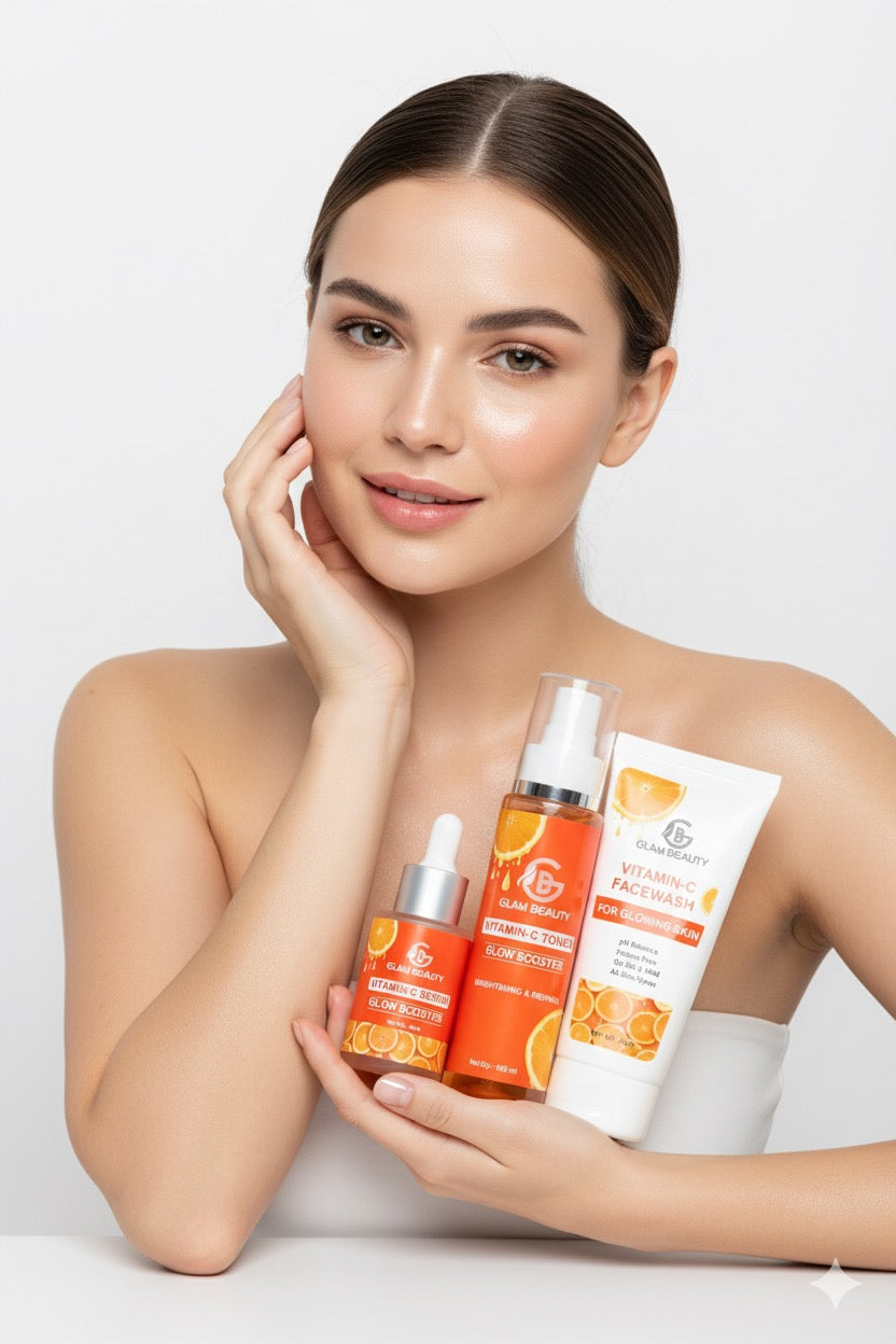 Vitamin-C Bundle | Facewash + Toner + Serum. Boost collagen, fine lines, youthful skin & target dark spots.