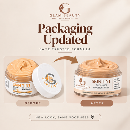 GLAM BEAUTY SKIN TINT – SPF 50+ | SILK PRIMER | BLUE LIGHT FILTER